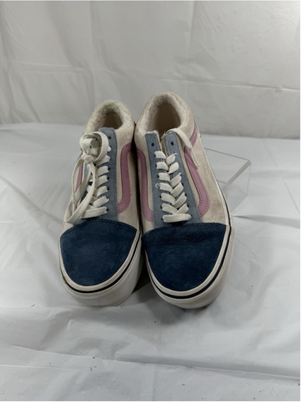VANS Old Skool Sneakers Stackform Low Suede Sherpa White Blue size 8 - Picture 11 of 16